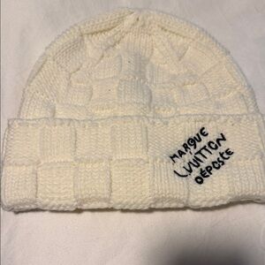 Louis Vuitton Checkered  Cream Knit Beanie